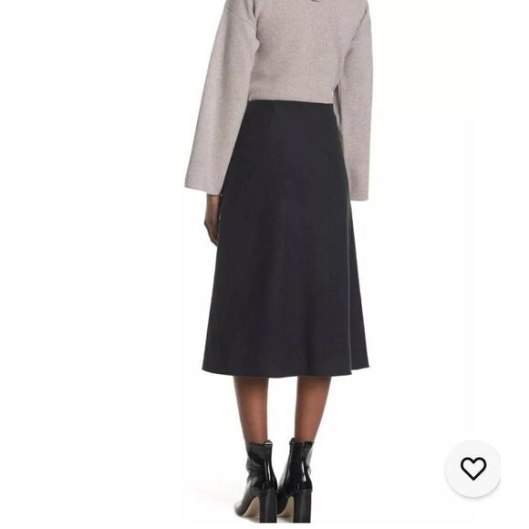Club Monaco Women A-Line Cutaway Wool Midi Skirt Charcoal Size 4 $140 - Picture 2 of 11
